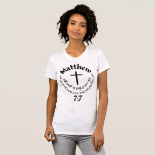 T-shirt Matthieu 7:7 Verset De La Bible Circulaire Et Croi