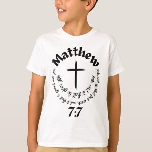 T-shirt Matthieu 7:7 Verset De La Bible Circulaire Et Croi