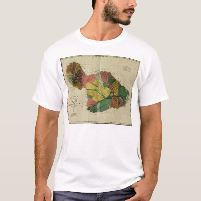 T-shirt Maui, 1885, carte vintage d'Hawaï (Devant)