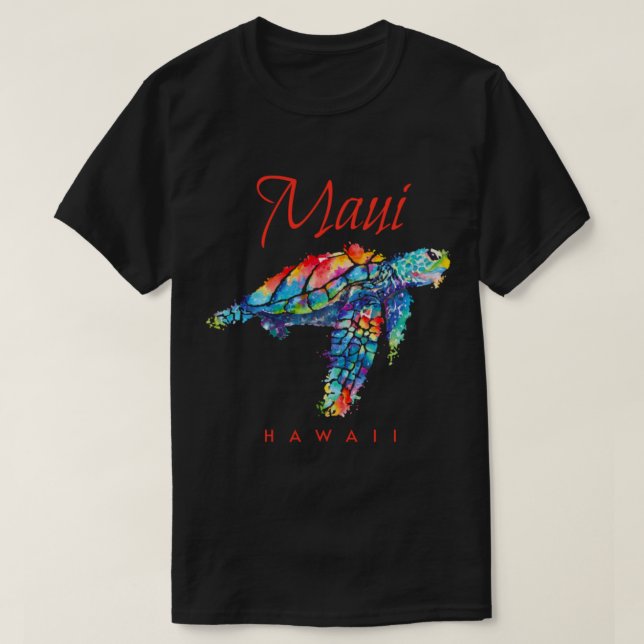 T-shirt Maui Hawaii Aquarelle Tortue de mer (Design devant)