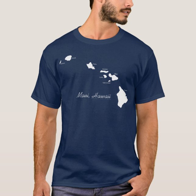 T-shirt Maui Hawaii Avec Les Îles Hawaïennes (Devant)