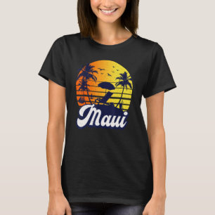 T-shirt Maui Hawaii Coucher de Soleil Hawaïen Plage Rétro