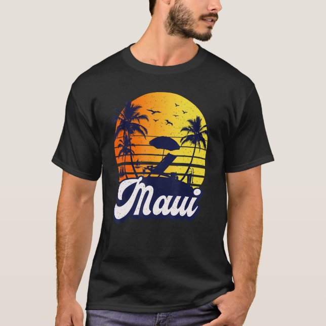 T-shirt Maui Hawaii Hawaii Sunset Beach Retro (Devant)