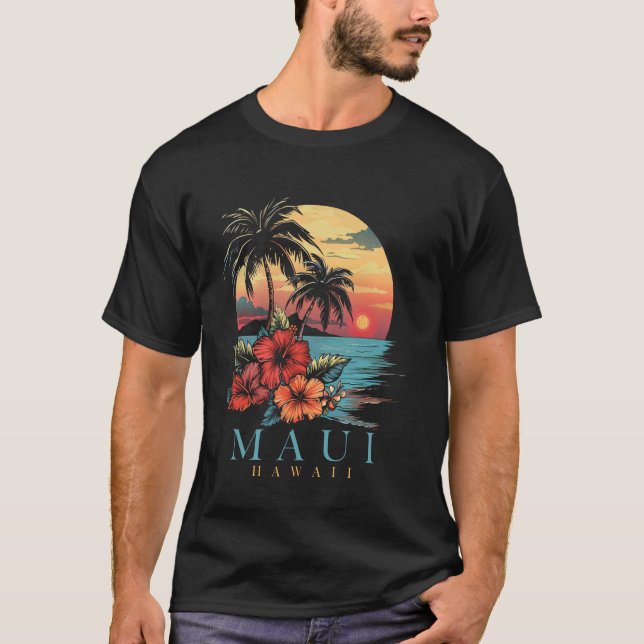T-shirt Maui Hawaii Hibiscus Hawaii Fleurs Hawaiiennes Sou (Devant)