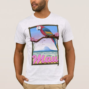 T-shirt Maui Hawaii perroquet affiche de voyage tropicale