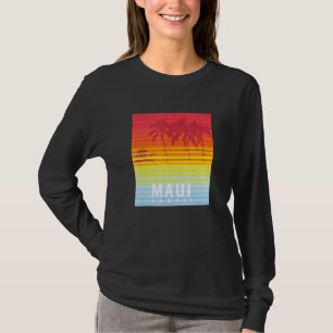 T-shirt Maui Hawaii Retro Coucher de soleil Palmiers