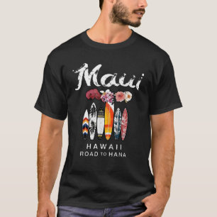 T-shirt Maui Hawaii Road À Hana Surfboard Beach Vacances