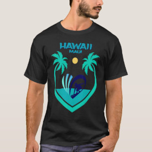 T-shirt Maui Hawaii Surf Oahu Beach Palms Aloha USA Souven