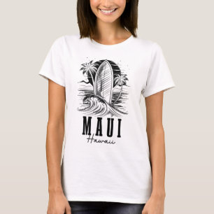 T-shirt Maui Hawaii Surfeur Vintage Planche de Surf Surfis