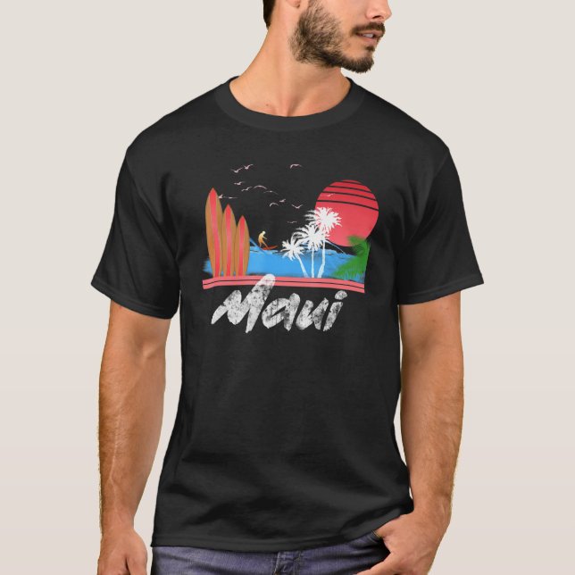 T-shirt Maui Retro Surf Hawaii Surf Design Vêtements (Devant)