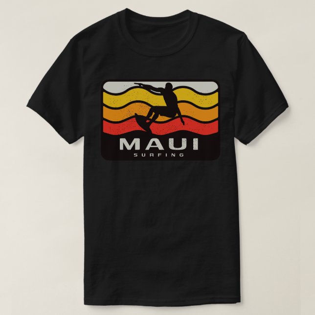 T-shirt Maui Surf Rétro Vagues Vintages Surfer (Design devant)