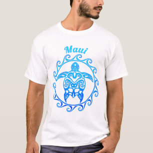 T-shirt Maui, tortue tribale bleue de l'océan