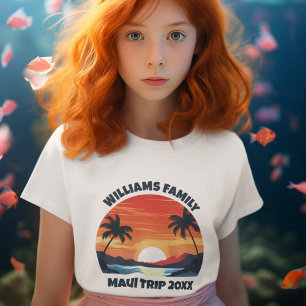 T-shirt Maui Vacation Sunrise Palmiers Custom Girl's