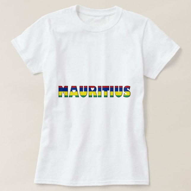 T-shirt Maurice Coeurs Typographie Pays Drapeau (Design devant)