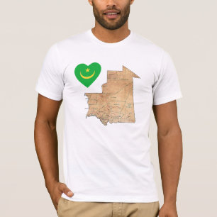 T-Shirt Mauritanie Drapeau Cœur et Carte