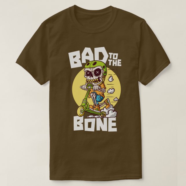 T-shirt Mauvais à Bone mignon Scooter squelette (Design devant)