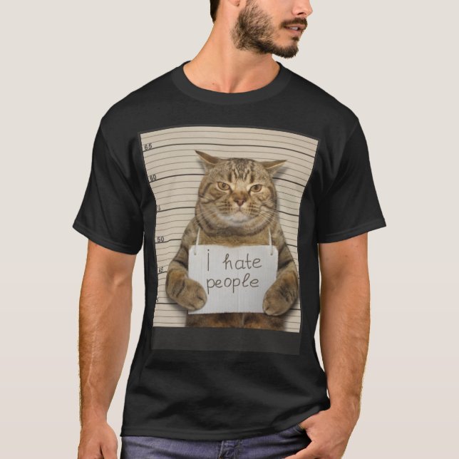 T-shirt Mauvais Chat Je déteste les gens (Devant)