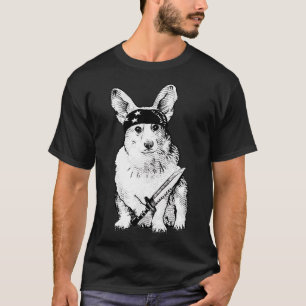 T-shirt Mauvais Chien - Corgi Portant Un Couteau
