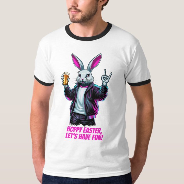 T-shirt Mauvais Lapin De Pâques ! Pâques chanceuses, amuso (Devant)