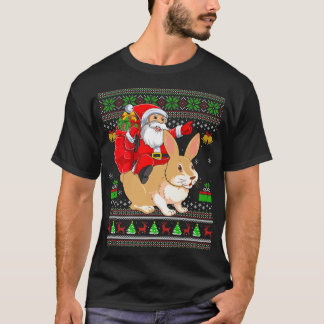 T-shirt Mauvais Noël Funny Père Noël équitation lièvre Noë