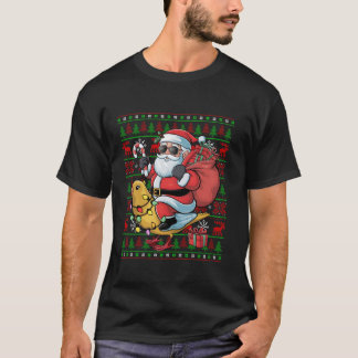 T-shirt Mauvais Noël Lumières Drôle Père Noël équitation C