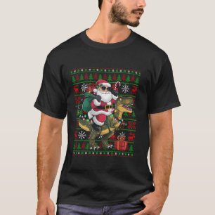 T-shirt Mauvais Noël Lumières Drôle Père Noël équitation D