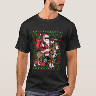 T-shirt Mauvais Noël Lumières Drôle Père Noël équitation G