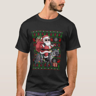 T-shirt Mauvais Noël Lumières Drôle Père Noël équitation H