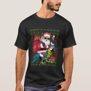T-shirt Mauvais Noël Lumières Drôle Père Noël équitation P
