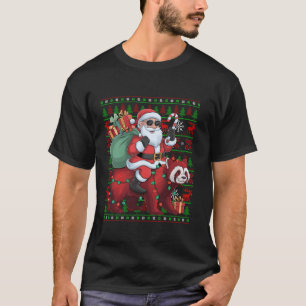 T-shirt Mauvais Noël Lumières Drôle Père Noël équitation R