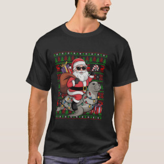 T-shirt Mauvais Noël Lumières Drôle Père Noël équitation S