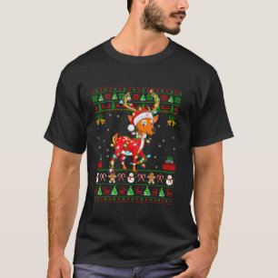 T-shirt Mauvais Noël Lumières Père Noël Costume Cerf Noël
