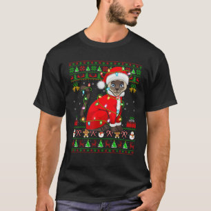T-shirt Mauvais Noël Lumières Père Noël Costume Chat Siame