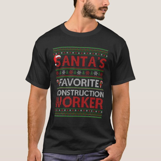 T-shirt Mauvais Noël Père Noël Chr Travailleur de construc (Devant)