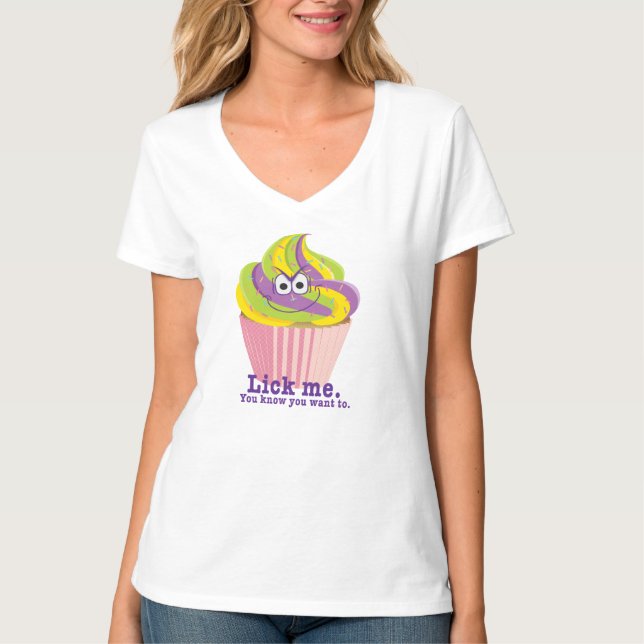 T-shirt Mauvais Sly Innuendo Cupcake Me Lick (Devant)