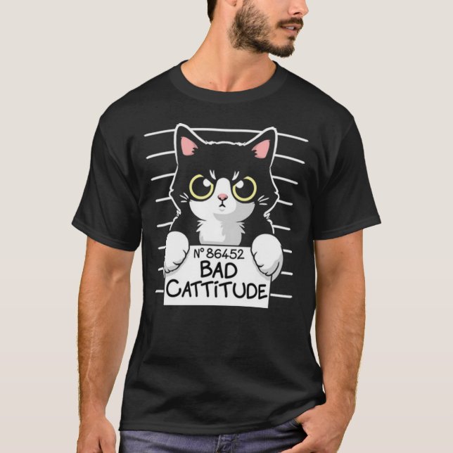T-shirt Mauvaise attitude Prisonnier de chats Essential T- (Devant)