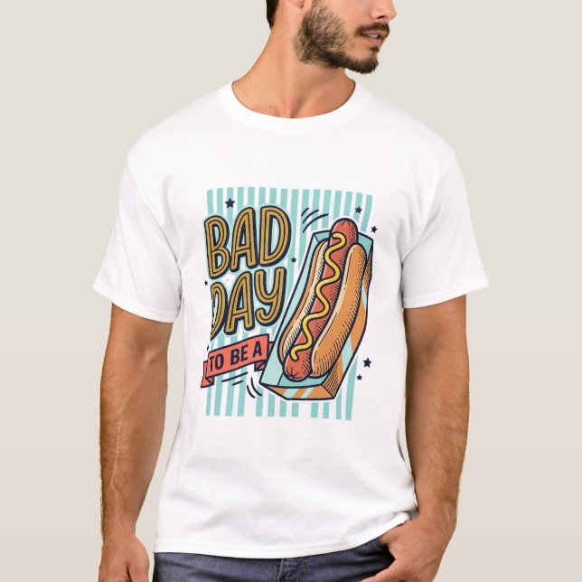 T-shirt Mauvaise Journée Hot Dog Retro Vector Conception d (Devant)