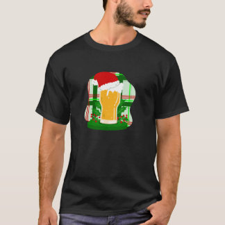 T-shirt mauvaise noël bière santa claus holly plaid drôle