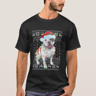 T-shirt Mauvaise Noël éclaire Santa Hat American Buldog Ch