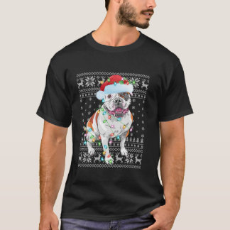 T-shirt Mauvaise Noël éclaire Santa Hat American Buldog Ch
