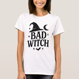 T-shirt Mauvaise sorcière   Hallo féminin minimaliste noir