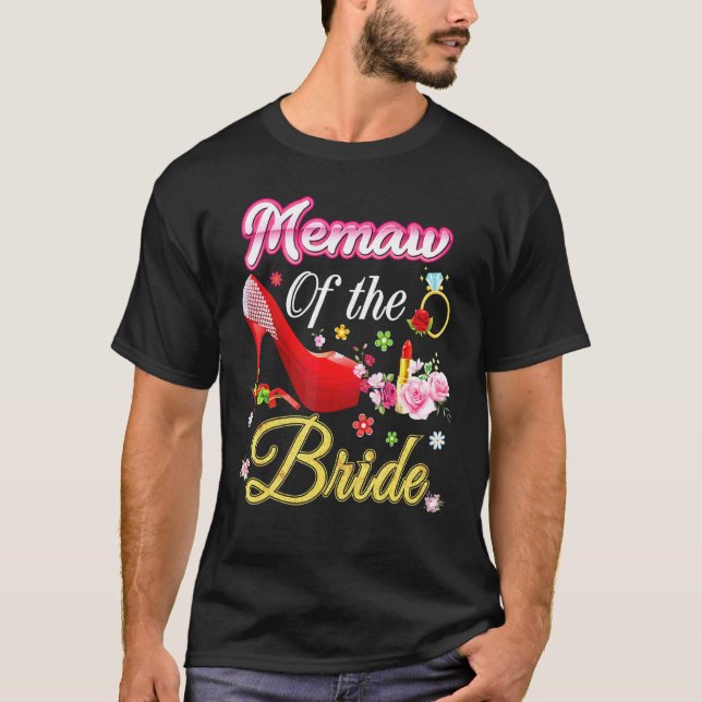 T-shirt Maw De La Mariée Joyeuse Mariage Flower Rose Chaus (Devant)