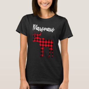 T-shirt Mawmaw Moose Buffalo Red Plaid Pajama de Noël Fa