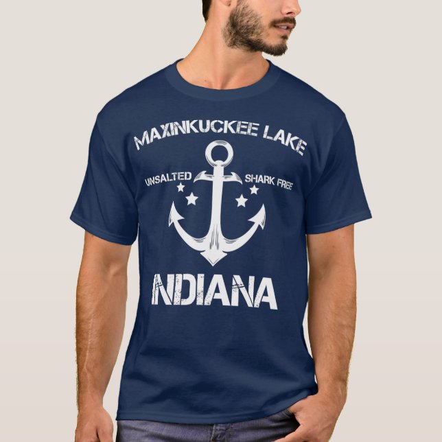 T-shirt MAXINKUCKEE LAKE INDIANA Funny Fishing Camping (Devant)