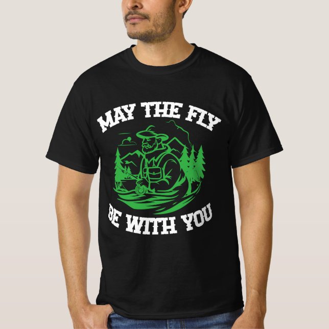 T-shirt "May the fly be with you" fly fishing sports SVG (Devant)