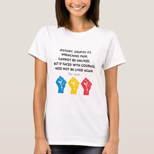 T-shirt Maya Angelou Citation Histoire Courage RD Congo RD (Devant)