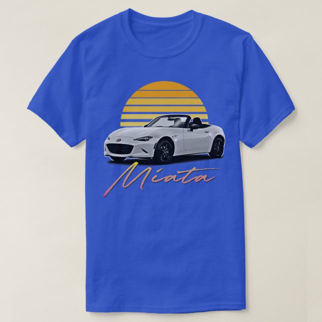 T-shirt Mazda Miata Style Rétro Blanc Design coucher de so (Design devant)
