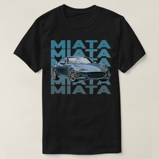 T-shirt Mazda Miata Style Rétro Bleu Design coucher de sol (Design devant)