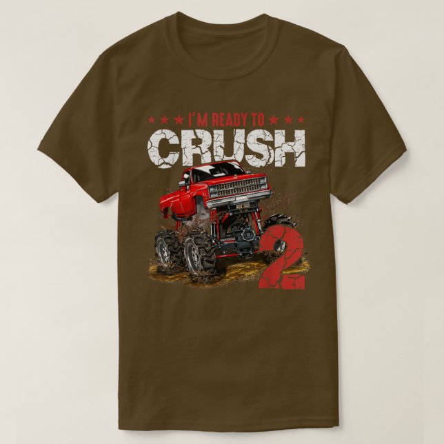 T-shirt mb 2nd Birthday Je suis prêt Crush Monster Truck B (Design devant)