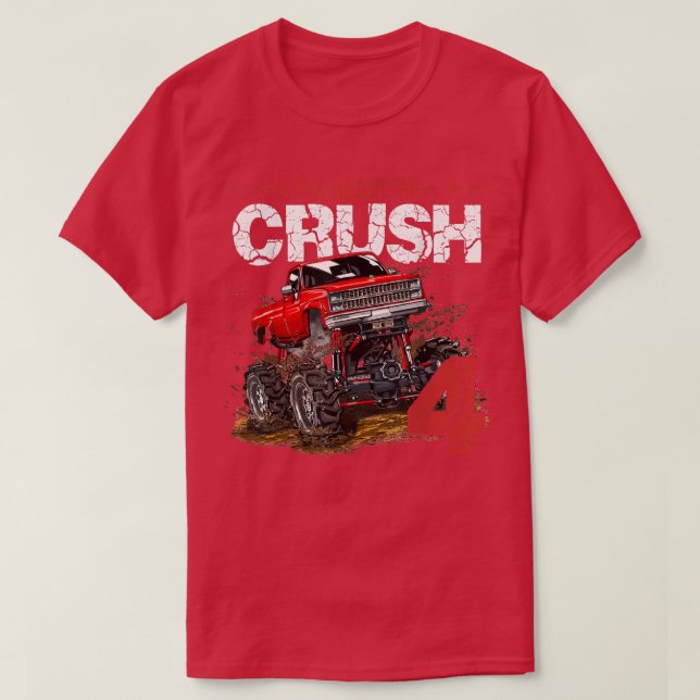 T-shirt mb 4th Birthday Je suis prêt Crush Monster Truck B (Design devant)